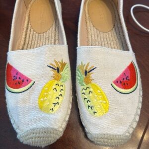 J. Crew Canvas Espadrilles with Fruit Embroidery